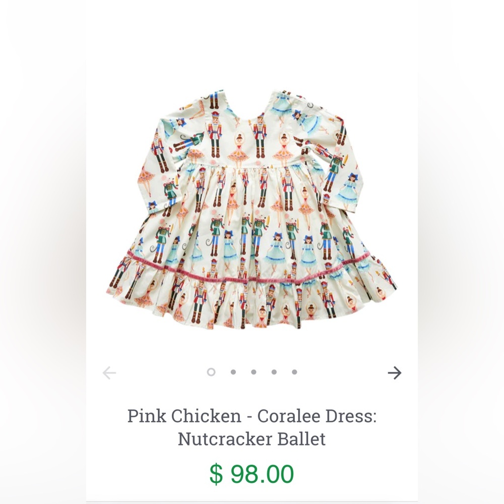 Pink chicken -5y nutcracker dress worn once.